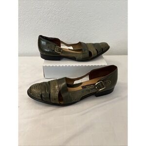 Mens Wens Genuine Snake Slip-On Dress Shoes Size 11 Green Reptile Fair Condition